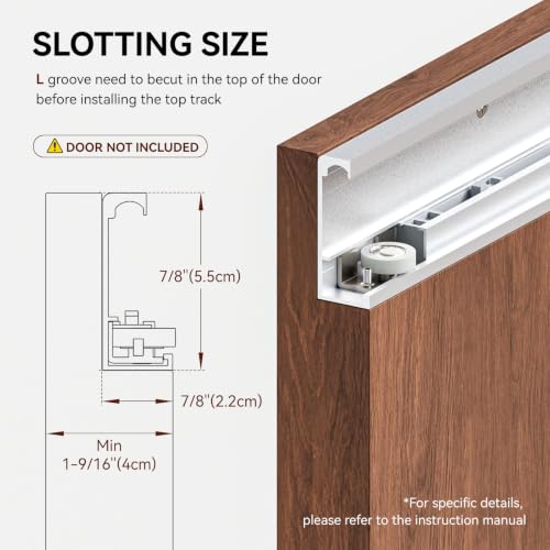 38" Concealed Sliding Barn Door Hardware Kit with Soft Close Mechanism,Aluminum Hidden Wall Mount System,Fit Openning Width 25"~31",No Floor Track,Supports Up to 176 lb(NO Door) - size: 38" Track Kit(No Door)