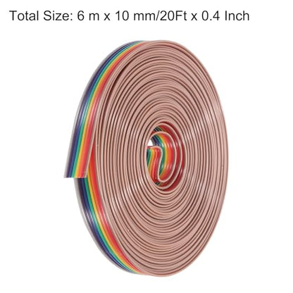 MECCANIXITY 1 Pcs 8 Pin Flat Rainbow Ribbon Cable 20 Ft 1.27mm Pitch Breadboard Jumper Wires for Electronic Projects - size: 20 Ft, style: 8P
