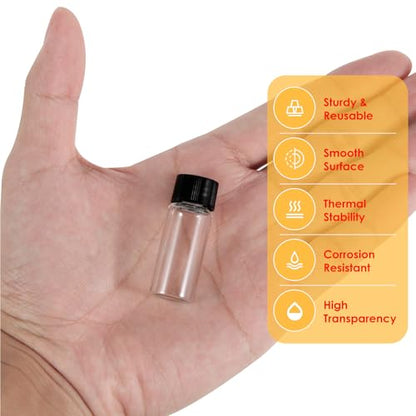 12PCS 4ml Clear Glass Small Vials with Screw Caps & Plastic Stoppers - size: 4ml
