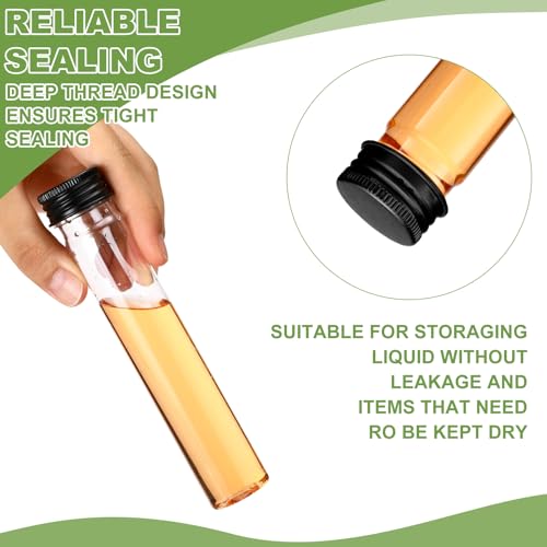 Dandat 80 Pcs Halloween Clear Plastic Test Tubes with Screw Cap 65ml Black - color: Black