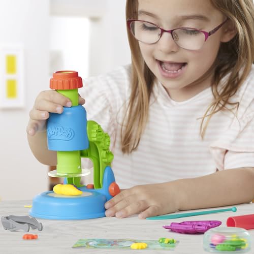 Play-Doh Light & Look Microscope for Kids, Electronic Preschool Toys for Girls & Boys, 9 Accessories & 5 Colors, Back to School Gifts, Ages 3+
