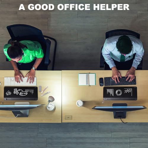 TSJ OFFICE Desktop Whiteboard Dry-Erase-Board - Computer Keyboard Stand White Board Surface Pad with Drawer, Desk Organizers with Accessories for Office, Home, School Supplies - Complete Black - color: Black Base/Glass
