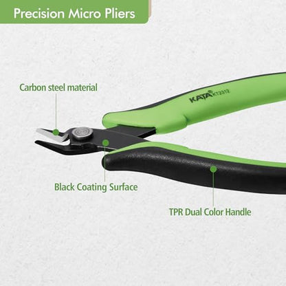 KATA Mini Flush Cutters, 5 Inch Precision Wire Cutter Plier for Zip Ties - color: 2 Pack 5" Green