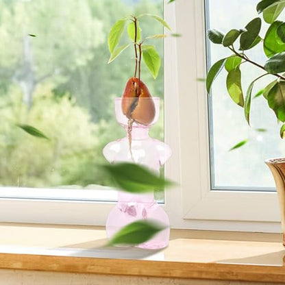 Plant Propagation Jars Unique Body Avocado Vase - color: Pink Green