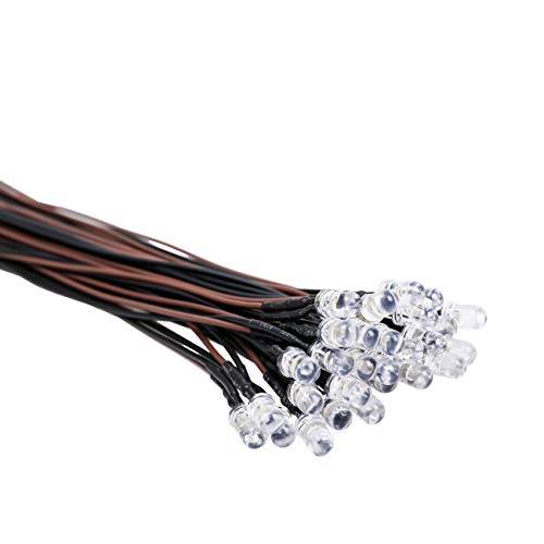 30pcs 12 Volt 5mm Warm White LED Lights Emitting Diodes Pre Wired 7.9 inch DC 12v LED Light Clear Lens Small LED Lamps - color: [04] Warm White / 30 Pcs, style: 5mm Solid Light