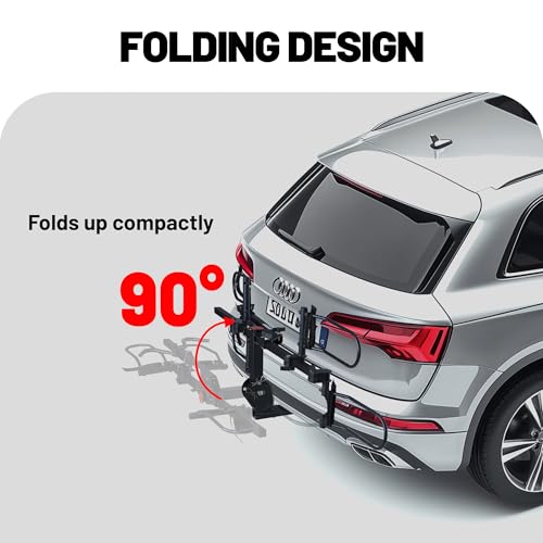 Rockland Foldable 2-Bike Rack, 200 lbs Capacity, Hitch Mount Bike Rack, Fits up to 5" Fat Tire Width and 50" Wheelbase, Bike Carrier Rack for 2" Receiver for Cars SUVs Vans RVs - size: 2-Bike Rack+200LBS (Hooks Design)