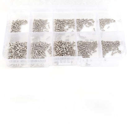 600PCS/ Box M1-M1.7 Miniature Self-Tapping Screws Set Crosshead Carbon Steel Screw Kit DIY Home Furniture Fasteners Sets - color: Silver 600pcs