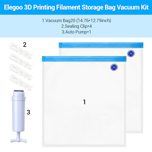 20PCS Filament Storage Bags, 37 x 32CM 3D Printer Vacuum Storage Bag with Hand Pump, 3D Filament Storage Vacuum Sealed Bags for Keeping Dry