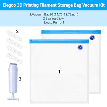 20PCS Filament Storage Bags, 37 x 32CM 3D Printer Vacuum Storage Bag with Hand Pump, 3D Filament Storage Vacuum Sealed Bags for Keeping Dry