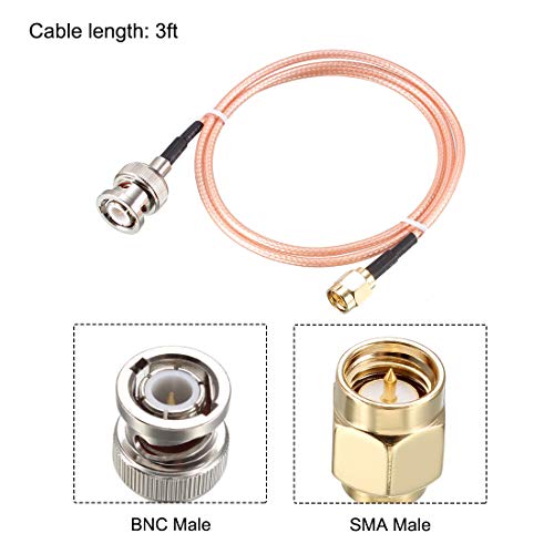uxcell RG316 Coaxial Cable with BNC Male to SMA Male Connectors 50 Ohm 3 Ft - size: 3 Feet