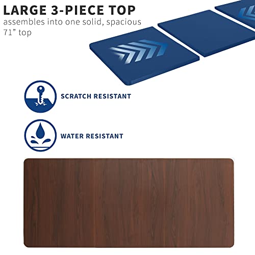 VIVO Dark Walnut 71 x 30 in Table Top, DESK-TOP72-30D - color: Dark Walnut