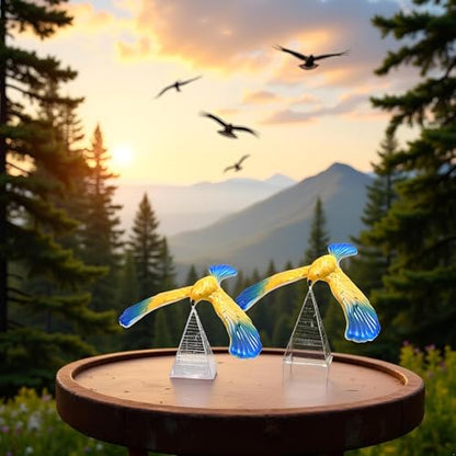 2Pcs Balance Bird Prop, Clear Triangle Stand Classic Gravity Balancing Eagle, Stable Anti-Fall Clear Gravity Principle Demo for Science Teaching