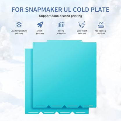 3D Printer Cool Build Plate Compatible with Snapmaker U1 3D Printer, 270x270mm Cold Plate, Light Blue, No Cooling Needed, Bend to Remove Models,Double Sided Textured 3D Printing Build Bed - size: U1-270mm*270mm