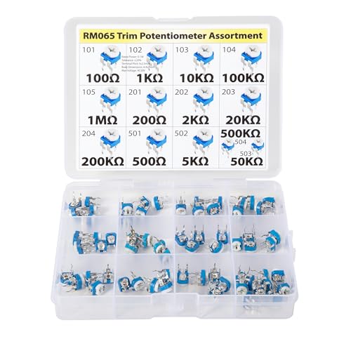 Trim Trimmer Potentiometer Assortment RM065, 3296W, 3362P, RM063 All 100Ω 1K 10K 100K 1M 200Ω 2K 20K 200K 500Ω 5K 50K