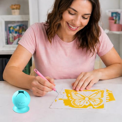iVyne Berry Suctioned Vinyl Weeding Scrap Collector | Versatile Multi-Surface Suction & Anti-Spill Vinyl Scrap Collector w/Soft and Flexible Silicone to Protect your Weeding Tools | Blue, 1 Pack - color: Blue