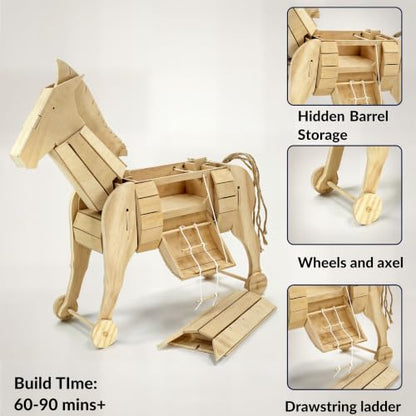 PATHFINDERS STEM Kit – Trojan Horse Model | DIY Wooden Craft Kit for Kids 10-14 | Girls Arts & Crafts STEM Gift | Ancient Greek History Project | Hands-On Educational Toy Engineering and Science