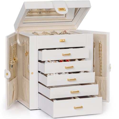 AKOZLIN 6-Tier Jewelry Box Organizer 5 Drawers Storage Medium White - color: White, size: Medium
