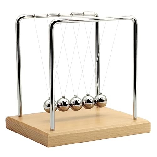 QLKUNLA Newtons Cradle Balance Balls Science Physics Gadget Desktop Decoration Kinetic Motion Toy for Home and Office (Beech,5 Balls)
