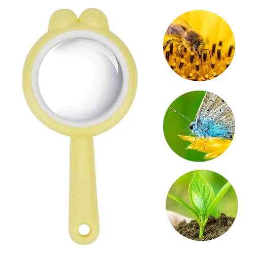 Rongon 4X Kids Magnifying Glass Portable Small Handheld Reading Magnifier - color: Yellow
