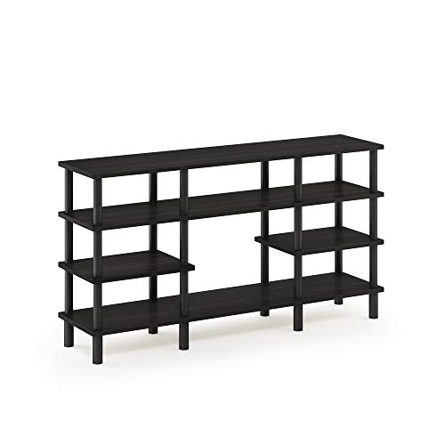 Furinno Turn-N-Tube 4-Tier Multipurpose Wide Shelf TV Stand, Espresso/Black - color: Espresso/Black, style: 4 Tiers, 55 Inch