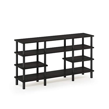 Furinno Turn-N-Tube 4-Tier Multipurpose Wide Shelf TV Stand, Espresso/Black - color: Espresso/Black, style: 4 Tiers, 55 Inch