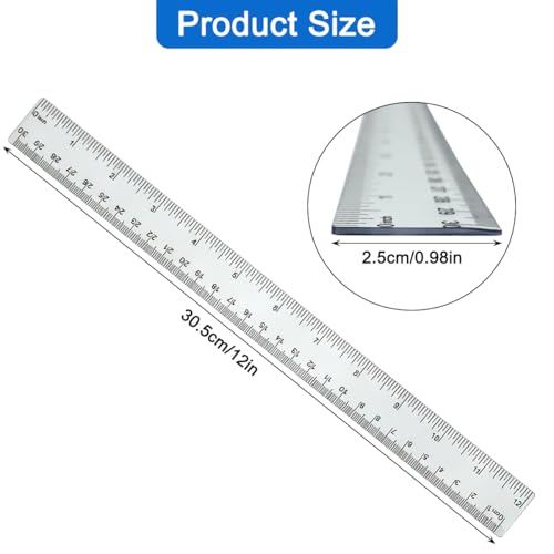 10 Pack Assorted Color Clear Plastic Rulers, 12 Inch/30 cm Transparent Ruler with Inches and Centimeters, Shatterproof Rulers for School Classroom Office Home Supplies