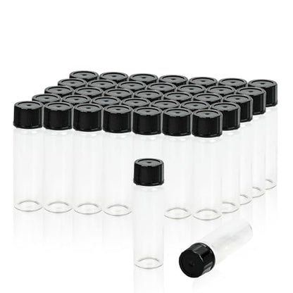 ALWSCI 0.54OZ Glass Vials, Small Liquid Sample Vial, 16 ml Borosilicate Glass Empty Vials with Caps, 18-400 Black Screw Caps with PE Liner, Pack of 100 - size: 16ML22x72.5mm Glass vials with screw caps