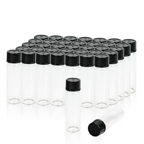 ALWSCI 0.54OZ Glass Vials, Small Liquid Sample Vial, 16 ml Borosilicate Glass Empty Vials with Caps, 18-400 Black Screw Caps with PE Liner, Pack of 100 - size: 16ML22x72.5mm Glass vials with screw caps