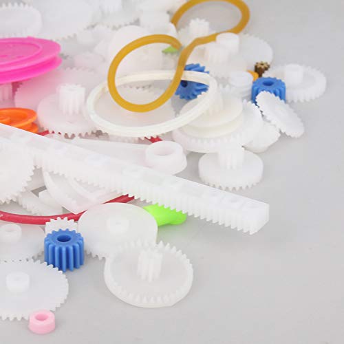Fielect 85Pcs Plastic Gear Kit DC Motor Gears Kit DIY Gear Assortment Accessories Set for Motor Robot Various Gear Axle Belt Bushings - color: 85pcs