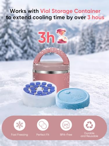 3ml Peptide Case for Fridge, 20slots Peptides Vial Jar with Ice Pack Pink - color: 20slots Pink Jar+ice Pack