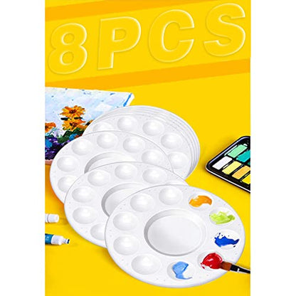 8pcs Paint Tray Palettes, Plastic White Palettes for Kids & Students,Paint Tray for Art Class,Craft DIY or Have a Birthday Painting Party - size: 8pcs