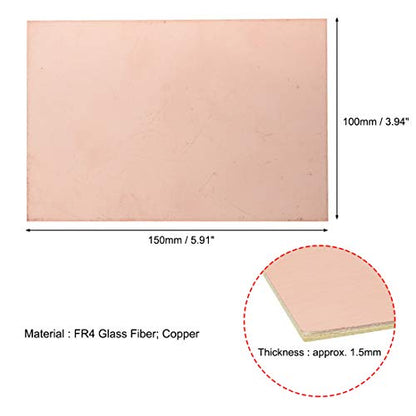 uxcell Double-Sided Copper Clad Laminate PCB Circuit Board, FR4 150x100mm 5.91x3.94 inch, 1.5mm Thickness DIY Prototyping PCB Board, Name Board, 5pcs - size: 150mmx100mmx1.5mm