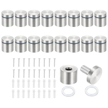 PATIKIL 1x1" Standoff Screws, 16 Pack Stainless Steel Stand Off Wall Mounts Wall Sign Mounting Hardware Advertising Standoff Nail for Hanging Acrylic Signs Picture Frame, Silver - size: 1x1"