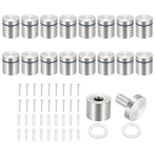 PATIKIL 1x1" Standoff Screws, 16 Pack Stainless Steel Stand Off Wall Mounts Wall Sign Mounting Hardware Advertising Standoff Nail for Hanging Acrylic Signs Picture Frame, Silver - size: 1x1"