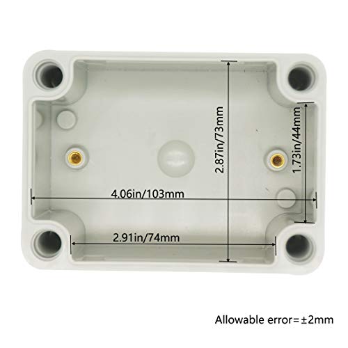Zulkit Junction Box ABS Plastic Dustproof Waterproof IP67 Junction Boxes Universal Electrical Project Enclosure DIY Electronic Project Box Grey 4.33 x 3.15 x 3.35 inch (110 x 80 x 85 mm) - size: 4.33" x 3.15" x 3.35"