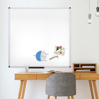 VIZ-PRO Dry Erase Board, 48" x 48" Large Magnetic Whiteboard for Wall - size: 48"W x 48"H