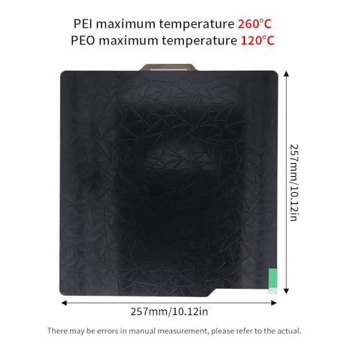 BORDSTRACT Double-Sided Build Plate, PEO Diamond Texture + PEI Spray Texture Spring Steel 257x257mm Without Soft Magnetic Base, Hot Bed Platform for X1/P1P 3D Printer - style: PEI spray + PEO diamond texture 257*257mm