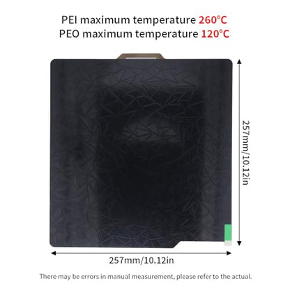 BORDSTRACT Double-Sided Build Plate, PEO Diamond Texture + PEI Spray Texture Spring Steel 257x257mm Without Soft Magnetic Base, Hot Bed Platform for X1/P1P 3D Printer - style: PEI spray + PEO diamond texture 257*257mm