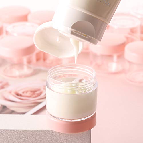 100 Count 20g Sample Containers with Lids，Refillable Cosmetic Containers Small Plastic Jars Lip Scrub Container - Pink - color: Pink, size: 20g (100 Count)