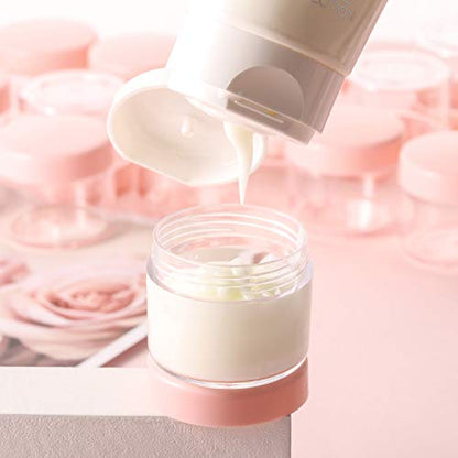 100 Count 20g Sample Containers with Lids，Refillable Cosmetic Containers Small Plastic Jars Lip Scrub Container - Pink - color: Pink, size: 20g (100 Count)