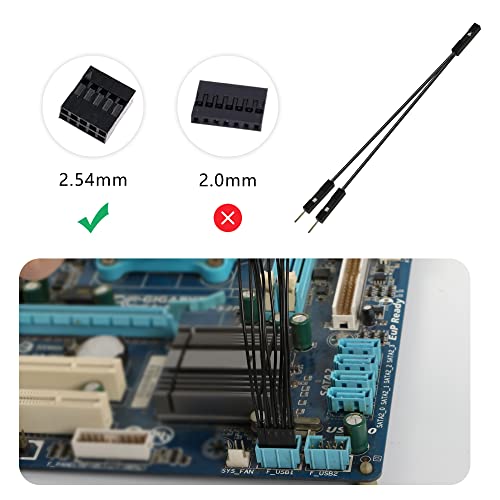 GELRHONR 10Pcs Wire 2 Pins Single Female to Dual Male Jumper for PC Motherboard Power Light-Emitting Diode Computer Case Switch Power Reset Buttons(Female to Dual Male Black) - color: Female to Dual Male Black