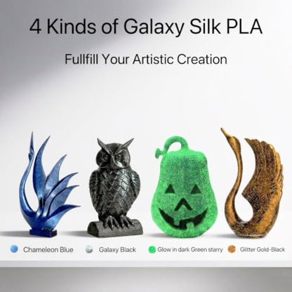 Galaxy PLA Filament 1.75mm, NEW Multi Color Glitter, 4 Pack