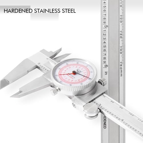 PECtools 6 Inch Dial Caliper, DIN 862 Double Dial Inch/Metric Combined - size: 6“/150mm