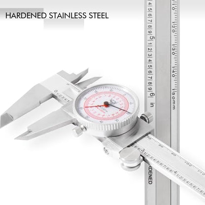 PECtools 6 Inch Dial Caliper, DIN 862 Double Dial Inch/Metric Combined - size: 6“/150mm