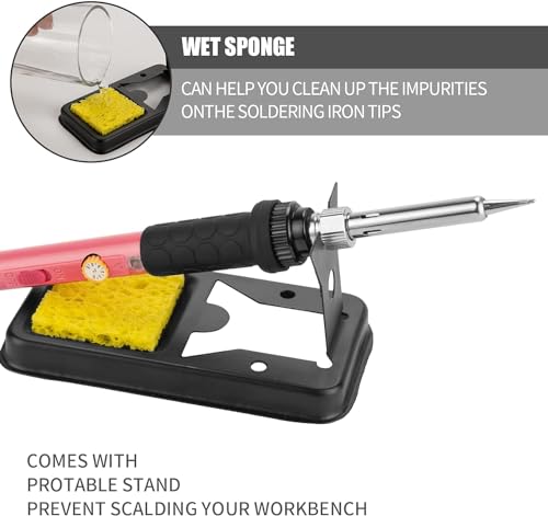 Soldering Iron Kit, 60W Soldering Iron with Ceramic Heater, 5-in-1 Adjustable Temperature Soldering Welding Iron Kit for any Hobby Enthusiast - color: 5-in-1