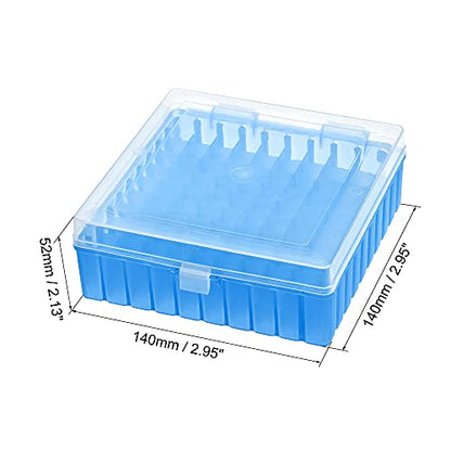 uxcell Centrifuge Tube Freezer Storage Box 100 Places Waterproof Polypropylene Lockable Cryogenic Holder Rack for 1.5/1.8/2ml Microcentrifuge Tubes Vials Samples, Blue - color: Blue