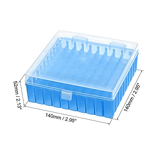 uxcell Centrifuge Tube Freezer Storage Box 100 Places Waterproof Polypropylene Lockable Cryogenic Holder Rack for 1.5/1.8/2ml Microcentrifuge Tubes Vials Samples, Blue - color: Blue