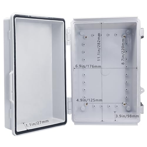 Waterproof Outdoor Electrical Box Junction Box Weatherproof IP67 ABS Plastic Enclosure Switch Router Project Box with Mounting Plate with Wall Bracket 2 Cable Glands Grey 11.81" x 7.87" x 5.12" - color: Grey, size: 11.81" x 7.87" x 5.12" 1pc