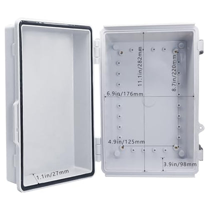 Waterproof Outdoor Electrical Box Junction Box Weatherproof IP67 ABS Plastic Enclosure Switch Router Project Box with Mounting Plate with Wall Bracket 2 Cable Glands Grey 11.81" x 7.87" x 5.12" - color: Grey, size: 11.81" x 7.87" x 5.12" 1pc