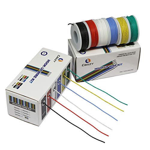 Silicone Wire Kit CBAZY Electric Wire Hook up Wire Kit (Solid Wire) 24 Gauge 6 Colors 26.2 feet Each Wires 24 AWG - color: silicone-soild-electrical wire, size: 24AWG